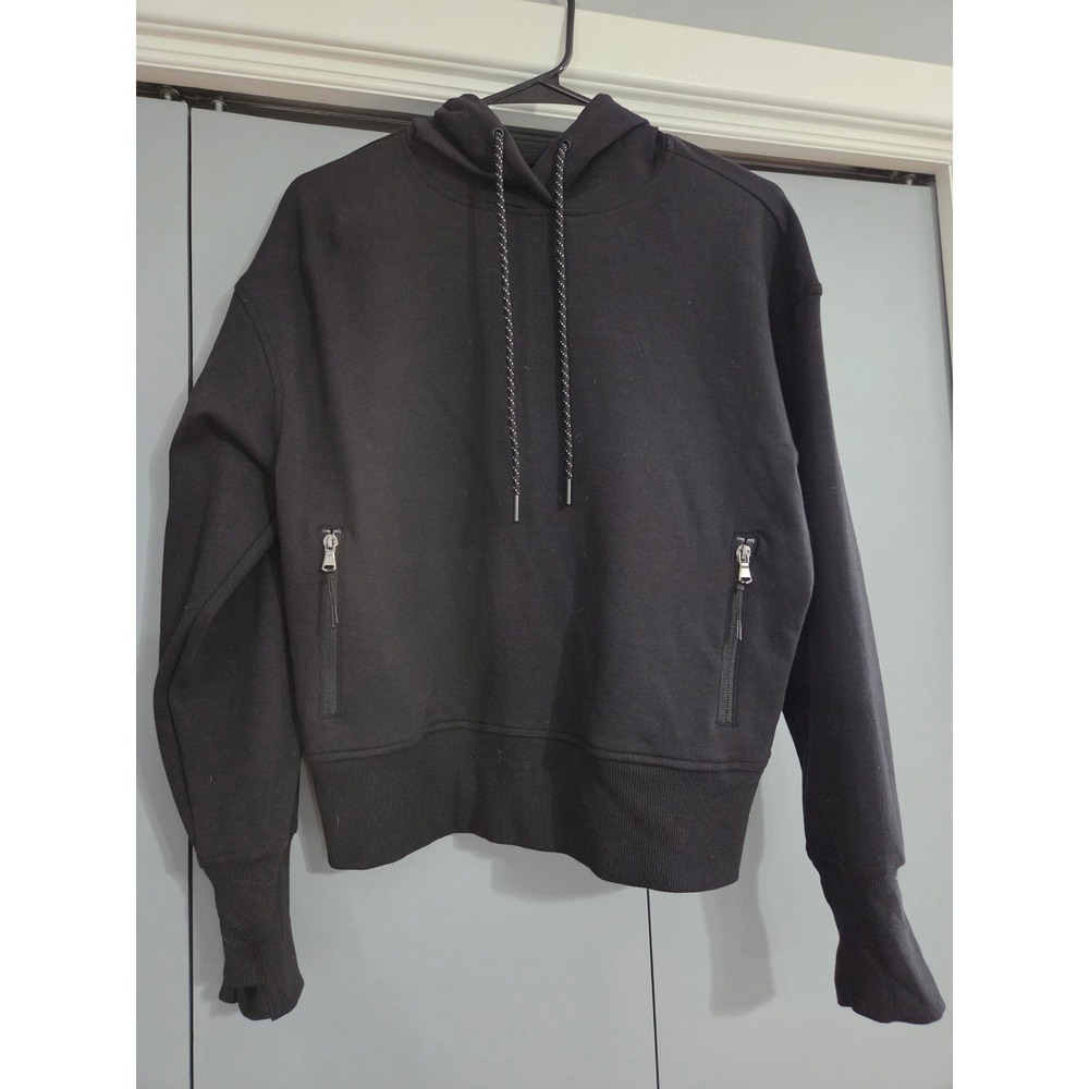 NWOT Old Navy Active Dynamic Fleece Hoodie Small Black Zipper Pockets Breathable